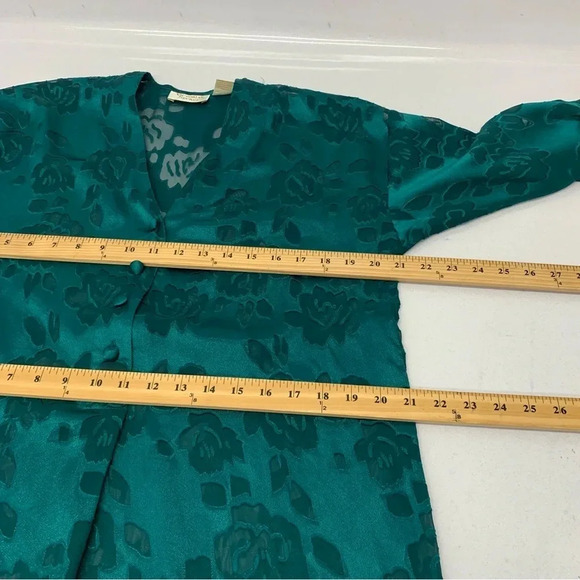 Victoria Secret Gold Label Night Shirt Medium Long Sleeve Semi Sheer Green Vtg - Picture 12 of 13